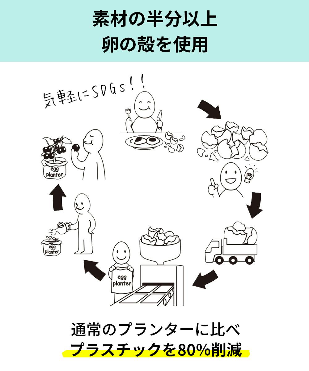 卵の殻から生まれたフィルムプランター「tamakara (たまから